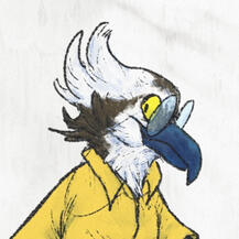 Ibon's avatar, an anthropomorphic osprey.
